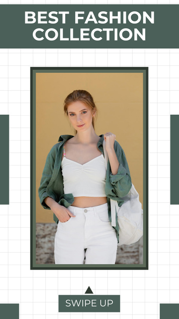 Fashion Collection Ad with Young Stylish Woman Instagram Story Design Template