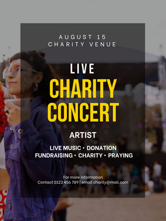  Charity Concert Announcement Poster US Design Template