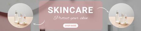 Skincare Ad with Lotion Bottles Ebay Store Billboard Design Template