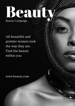 Beauty Campaign with Beautiful African American Woman Poster A3 Design Template