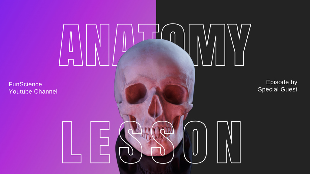 Anatomy Lesson Announcement with Skull Youtube Thumbnail Modelo de Design