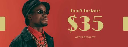 Shop Ad with Stylish Man in bright Outfit Facebook cover Design Template