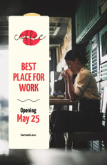 Ad of Best Places for Work with Woman sitting in Cafe