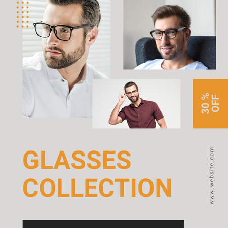 Elegant Male Eyewear Collection Ad Instagram Design Template