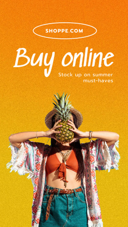 Summer Sale Announcement on Bright Orange Background Instagram Video Story Modelo de Design