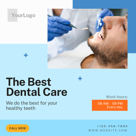Designvorlage Werbung für die beste Zahnklinik für Instagram