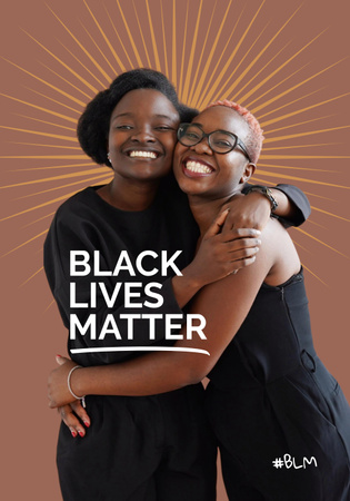 Template di design Black Lives Matter Slogan con giovani donne afroamericane Poster 28x40in