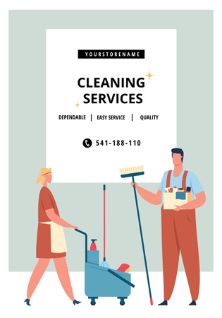 Cleaning Services with Staff Poster 28x40in Modelo de Design