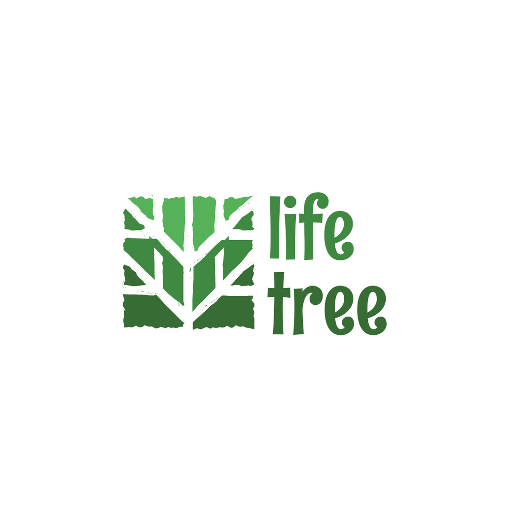 Ecological Organization Logo with Tree in Green Logo 1080x1080px Tasarım Şablonu
