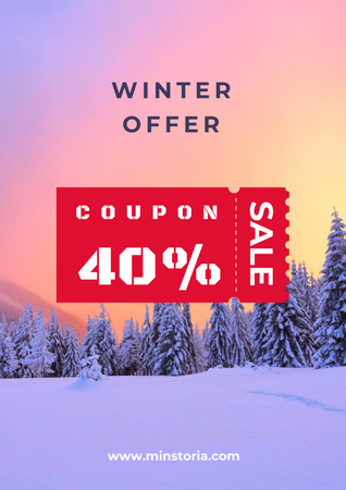 Winter Offer with Snowy Landscape Poster Design Template