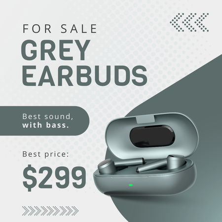 Ontwerpsjabloon van Instagram van Grey Headphone Sale Announcement
