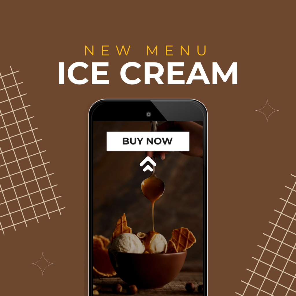 New Online Ice Cream Menu Offer Instagram Modelo de Design