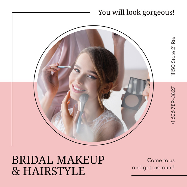 Template di design Beauty Salon With Bridal Makeup And Hairstyle Animated Post