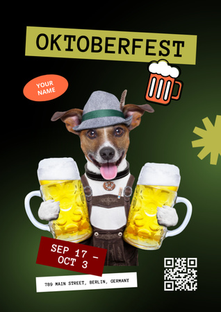 Exciting Oktoberfest Celebration With Beer Glasses A4 Design Template