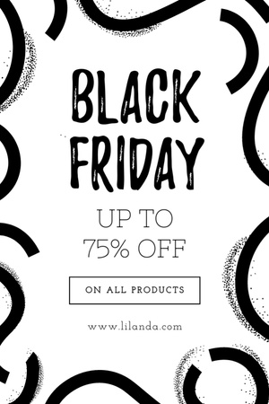 Black Friday ad on ribbons pattern Flyer 4x6in Design Template