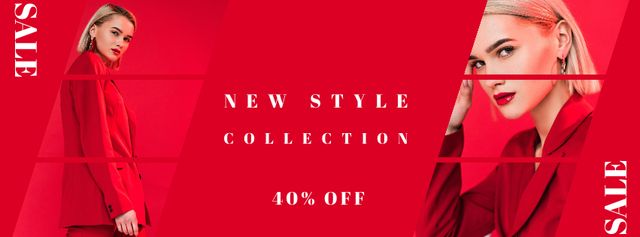 New Red Style Collection Sale Facebook cover Design Template