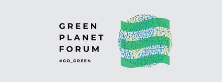 Eco Event Announcement with Planet Illustration Facebook cover Design Template