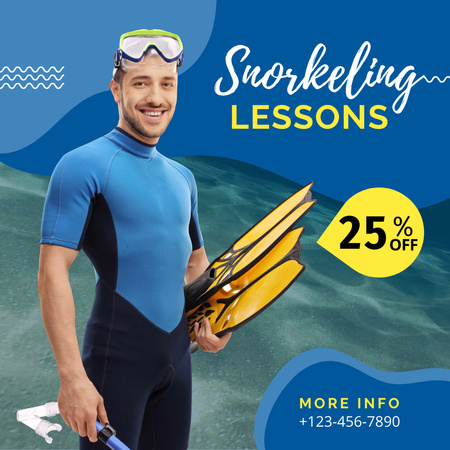 Modèle de visuel Publicité pour les leçons de plongée en apnée - Instagram
