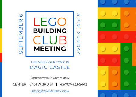 Lego Building Club meeting Constructor Bricks Postcard 5x7in Design Template