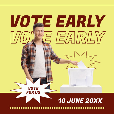 Modèle de visuel Un homme jette un bulletin de vote dans l’urne - Instagram AD