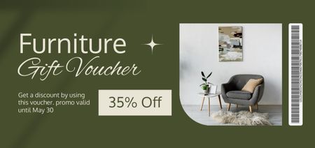 Gift Card to Furniture Store in Green Coupon Din Large Design Template