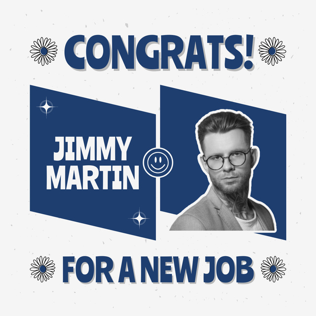 Congrats for New Job on Blue LinkedIn post tervezősablon