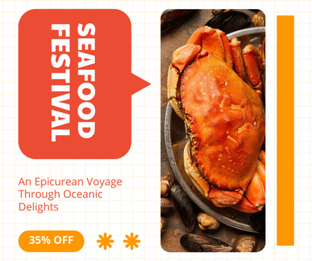 Seafood Festival Announcement with Tasty Crabs Facebook Design Template