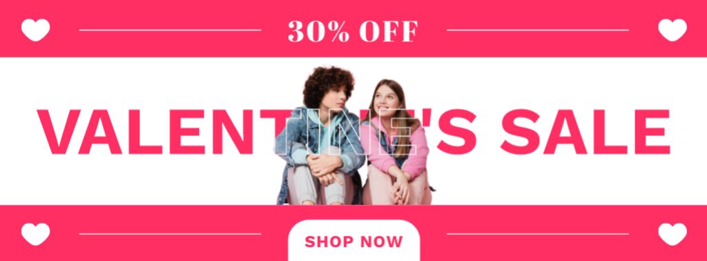 Young Couple Offering Valentine's Day Discount Facebook coverデザインテンプレート