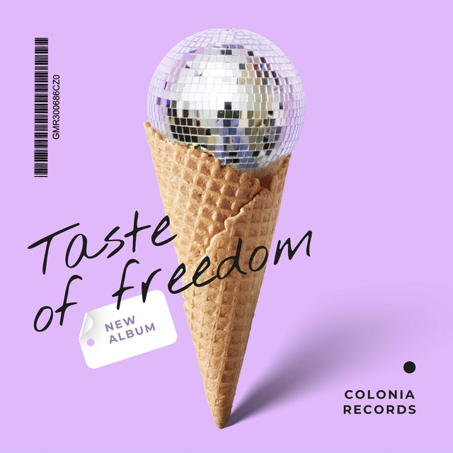 Disco ball in waffle cone Album Coverデザインテンプレート