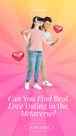 Designvorlage Virtual-Reality-Dating-Aktion mit jungem Paar für Instagram Story