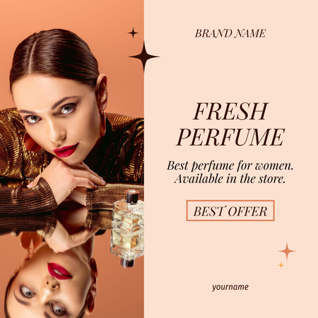 Fresh Perfume Ad with Attractive Woman Instagram tervezősablon