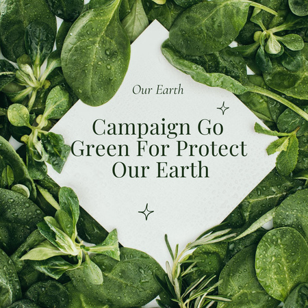 Ontwerpsjabloon van Instagram van Groene levensstijl Concept motivatie met bladeren