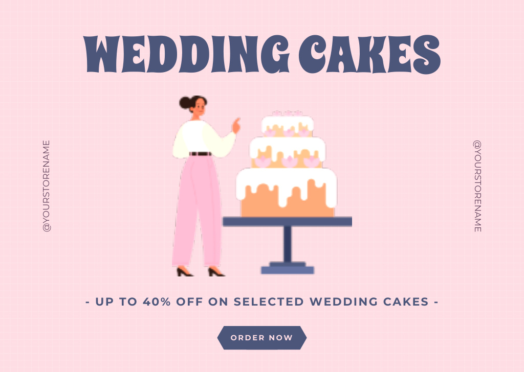 Confectioner with Tasty Wedding Cake Card Design Template