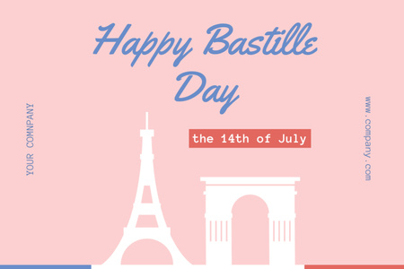 Bastille Day Greetings Postcard 4x6in Design Template