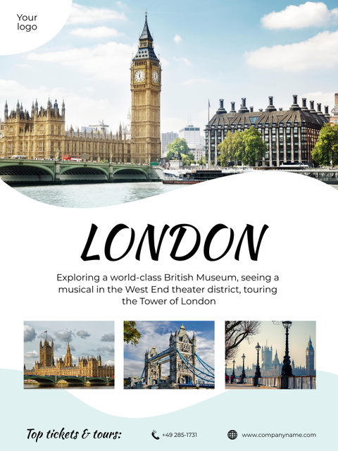 Scenic Travel Tour Offer With Sightseeing Poster US Design Template