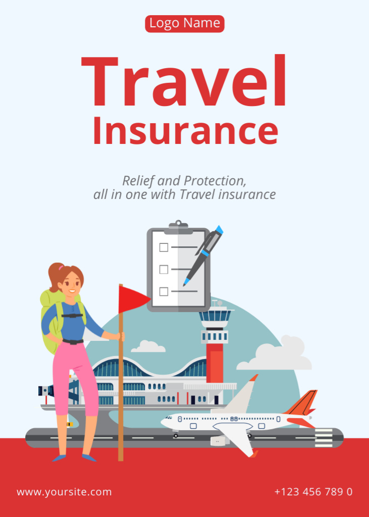Plantilla de diseño de Travel Insurance Policy Offer Flayer 
