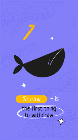 Eco Concept with Plastic Drinking Straw and Sad Whale Instagram Story Design Template