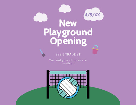 Kids Playground Opening Announcement with Green Field Flyer 8.5x11in Horizontal Design Template