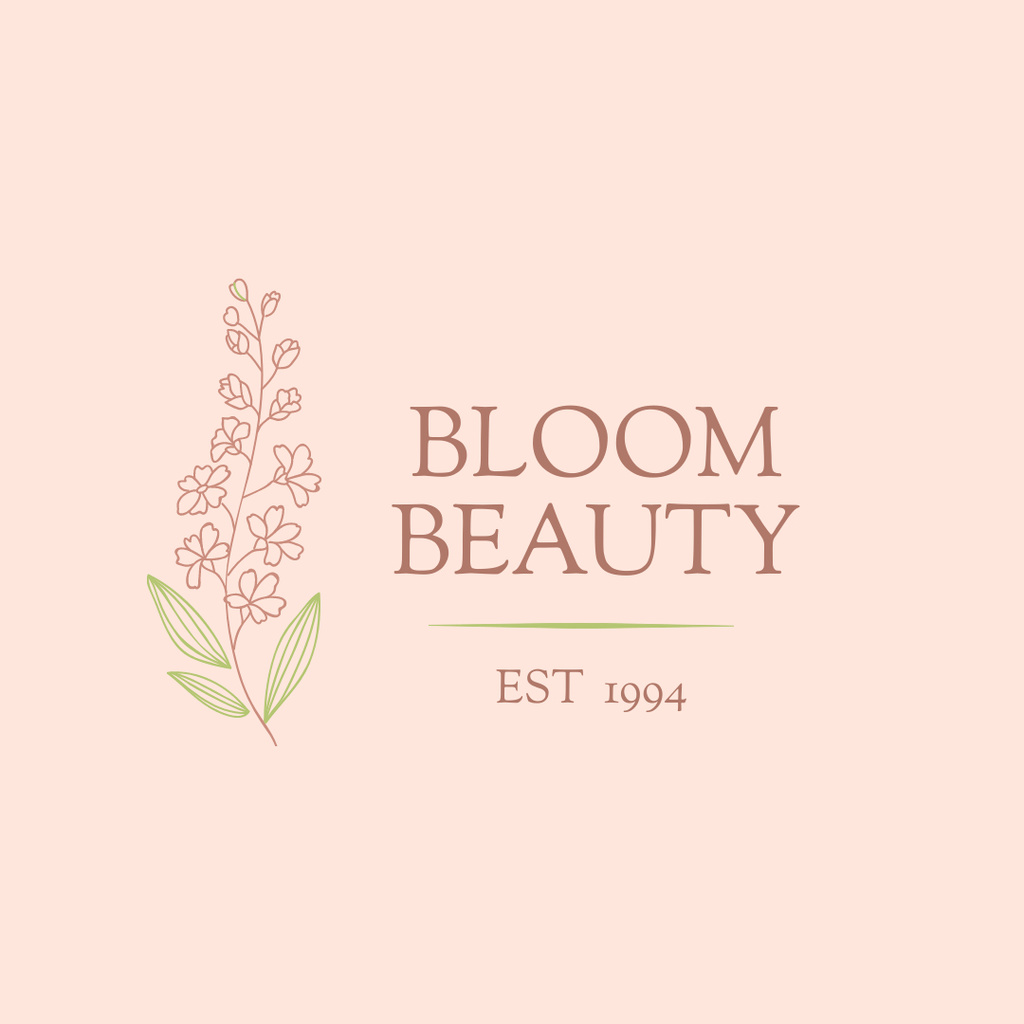 Beauty Salon Ad with Tender Flower Logo 1080x1080px Design Template