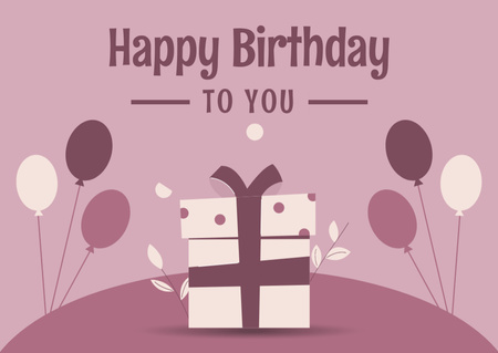 Happy Birthday Greeting on Pastel Purple Card Design Template