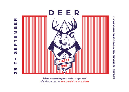 Adventurous Hiking Trail Promotion with Sketch of Blue Deer Flyer 5x7in Horizontal Design Template