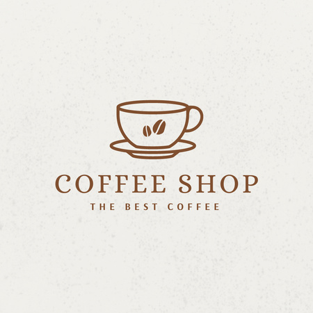 Coffee House Emblem with Cup and Coffee Beans Logo Design Template