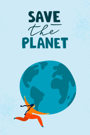 Eco lifestyle Concept with Planet in Hands Pinterest Tasarım Şablonu