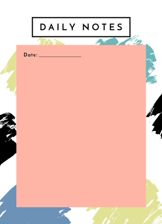 Daily Planner With Painted Blots Notepad 4x5.5in Design Template