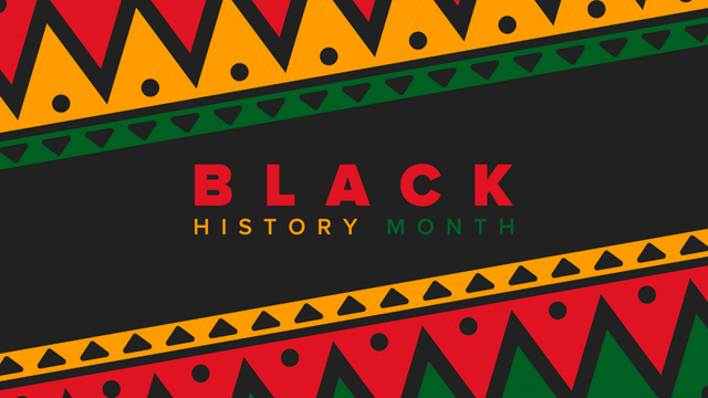 Black History Month Celebration And Colorful Geometrical Pattern Zoom Background Modelo de Design