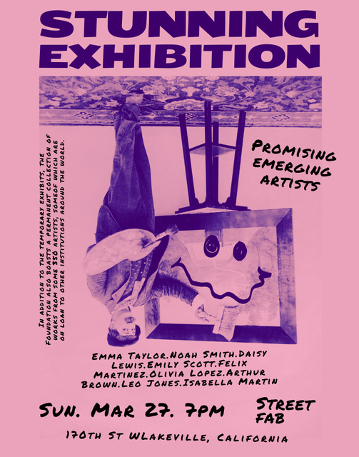 Art Exhibition Announcement in Retro Style Poster 22x28in Design Template