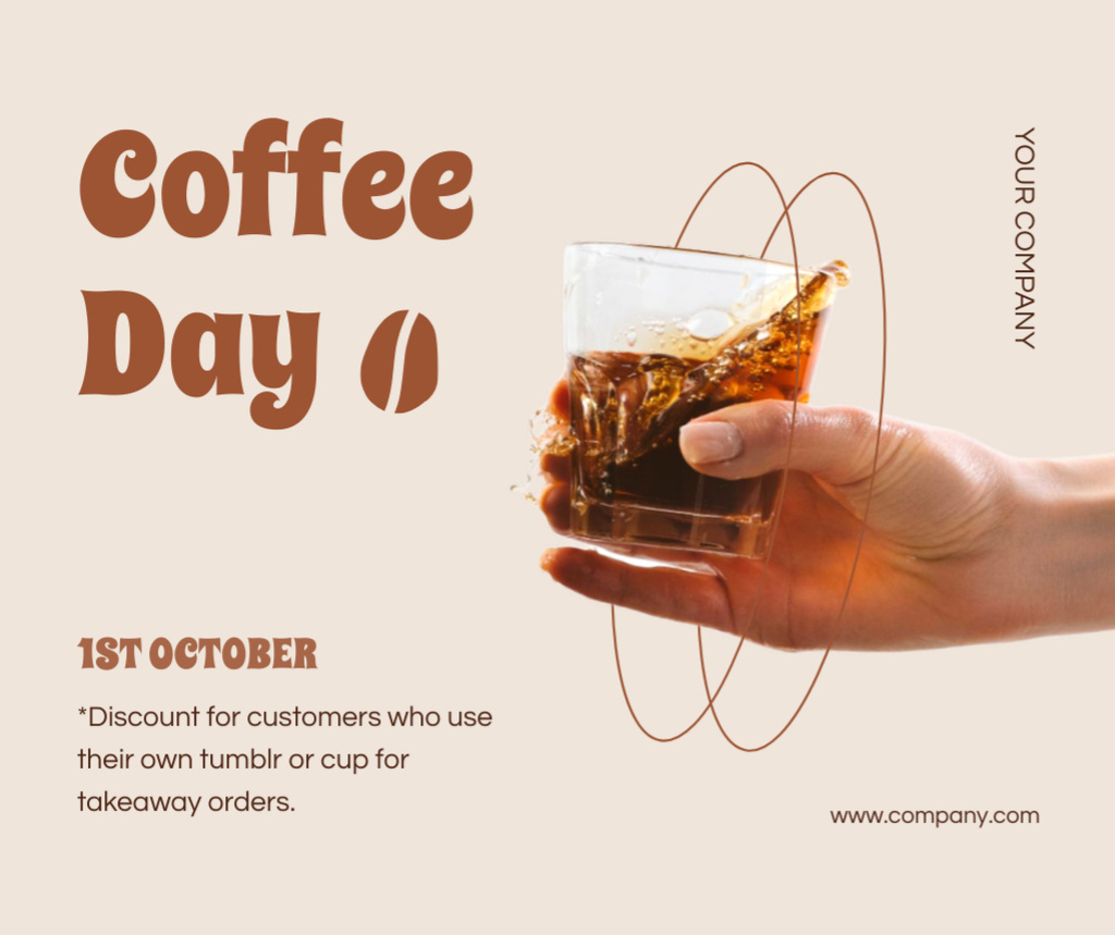 Cafe Ad with Coffee in Glass Facebook Design Template