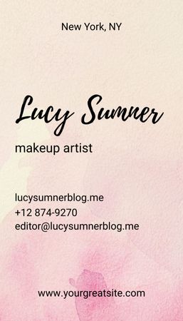 Ontwerpsjabloon van Business Card US Vertical van Make-up Artist Services met kleurrijke verfvlekken