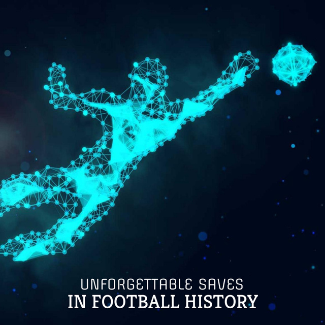 Ontwerpsjabloon van Animated Post van Polygonal silhouette of goalkeeper catching ball