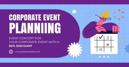 Event Planning with  Funny Character Facebook AD Design Template